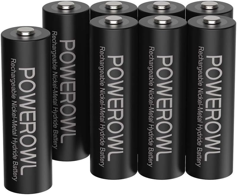 POWEROWL AA Újratölthető Elemek 8db - 2800 mAh Nagy Kapacitású Ni-MH Akkumulátor 1200 Töltési Ciklussal Távirányítókhoz, Játékokhoz, Lámpákh