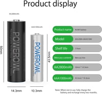 POWEROWL AAA Újratölthető Elemek 1000 mAh - 8 db Ni-MH Akkumulátor Távirányítókhoz, Játékokhoz, Lámpákhoz és Digitális Eszközökhöz 3
