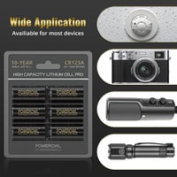 POWEROWL CR123A Lítium Elem 3V - 6 db-os Csomag, 1300 mAh Nagy Kapacitású Tartós Akkumulátor Kamerákhoz, Lámpákhoz, Riasztókhoz 7