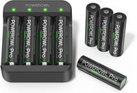 POWEROWL Lithium AA akkumulátor 8db töltővel 3000mWh 1.5V 1