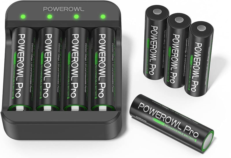 POWEROWL Lithium AA akkumulátor 8db töltővel 3000mWh 1.5V