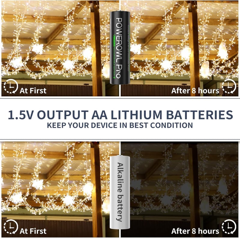 POWEROWL Lithium AA akkumulátor 8db töltővel 3000mWh 1.5V
