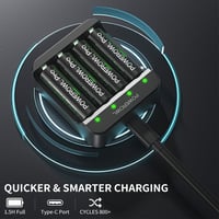 POWEROWL Lithium AA akkumulátor 8db töltővel 3000mWh 1.5V 4