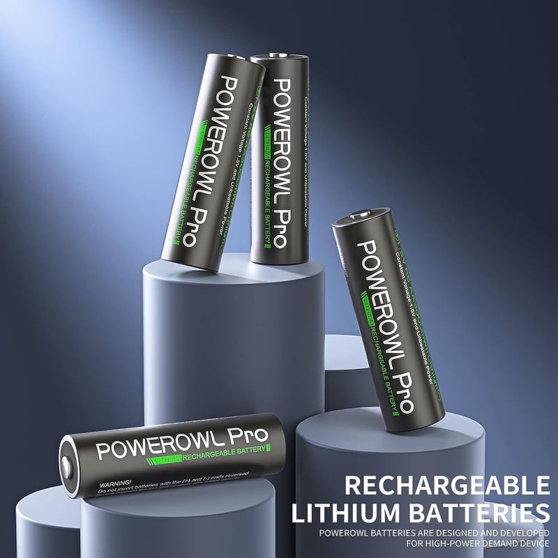 POWEROWL Lithium AA akkumulátor 8db töltővel 3000mWh 1.5V
