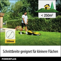 Elektrická kosačka Powerplus POWEG62205 s motorom 1300 W, záber kosenia 320 mm, nastaviteľná výška kosenia, zberný kôš, pre plochy do 250 m² 4