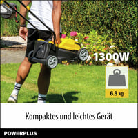 Elektrická kosačka Powerplus POWEG62205 s motorom 1300 W, záber kosenia 320 mm, nastaviteľná výška kosenia, zberný kôš, pre plochy do 250 m² 6