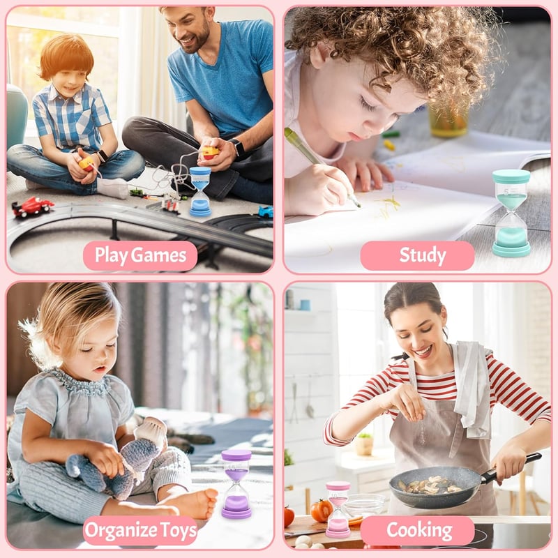 Powglass 4 darabos homokóra szett gyerekeknek, színes időmérő készlet