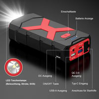 POWKEY 2000A Autó Indítóakkumulátor, 20000 mAh, Benzin Dízel Booster Power Bank LED USB Piros 6