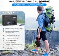 Powkey 26400 mAh hordozható erőmű 100W AC aljzattal és 65W USB-C töltéssel 5