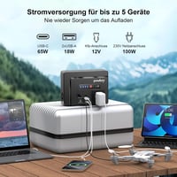 Powkey 26400 mAh hordozható erőmű 100W AC aljzattal és 65W USB-C töltéssel 3