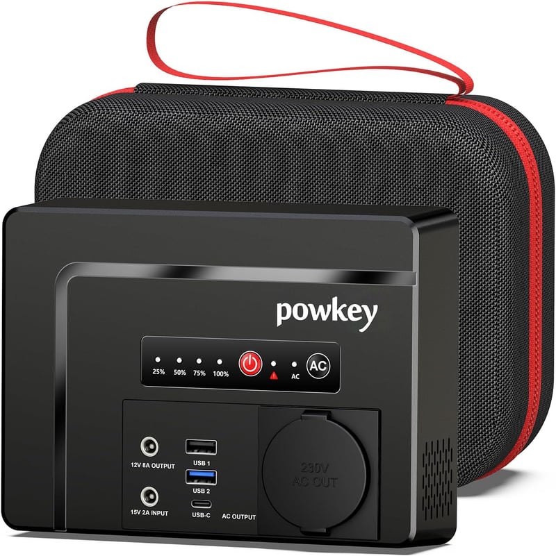 Powkey 26400 mAh hordozható erőmű 100W AC aljzattal és 65W USB-C töltéssel