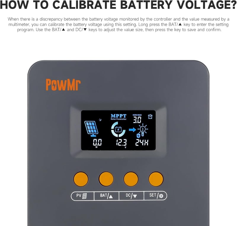 PowMr MPPT Napelem Töltésvezérlő 45A 12V/24V Autóhoz, Ólom-Sav és Lítium Akkumulátorokhoz, 80V Max PV Bemenet