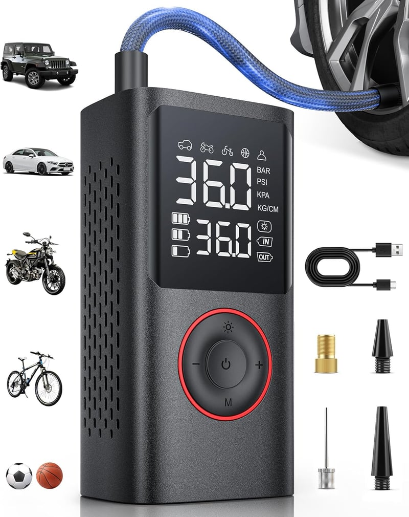 Powools Vezeték Nélküli Autó Gumiabroncs Pumpa 150 PSI LED Világítással