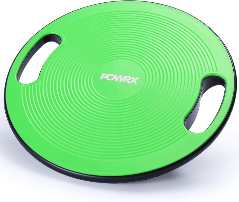 POWRX 40 cm-es egyensúlyozó tábla fogantyúval, zöld - terápiás balanszozó korong