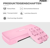 POWRX Aerobik stepper állítható magasságú fitness stepdeszka csúszásgátló gumilappal otthoni edzéshez rózsaszín 7