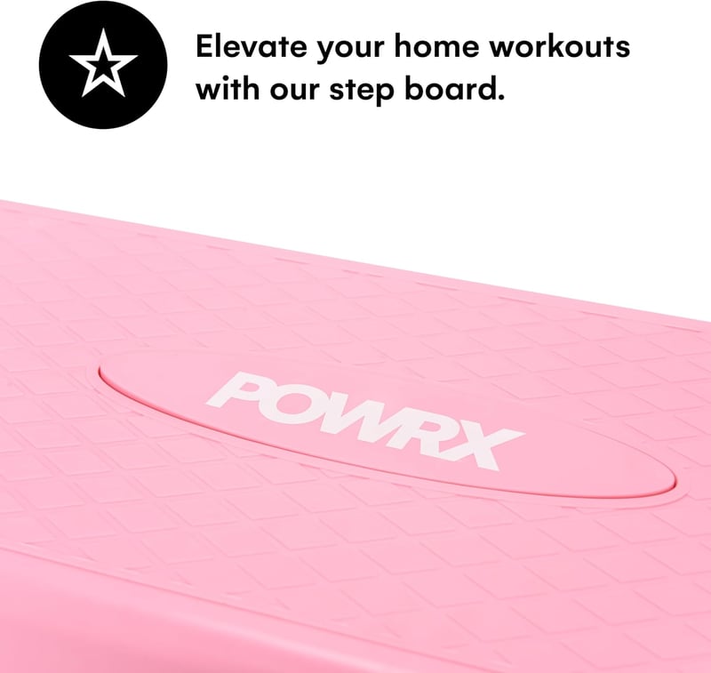 POWRX Aerobik stepper állítható magasságú fitness stepdeszka csúszásgátló gumilappal otthoni edzéshez rózsaszín
