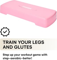 POWRX Aerobik stepper állítható magasságú fitness stepdeszka csúszásgátló gumilappal otthoni edzéshez rózsaszín 5