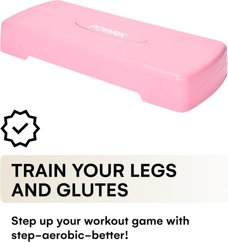 POWRX Aerobik stepper állítható magasságú fitness stepdeszka csúszásgátló gumilappal otthoni edzéshez rózsaszín