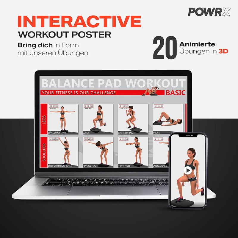 POWRX Balance Pad 40x34x5cm egyensúly és stabilitás tréning párnával