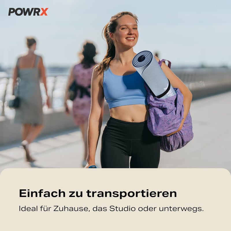 PowrX Extra széles jógaszőnyeg 183x81cm, csúszásmentes edzőpad kék
