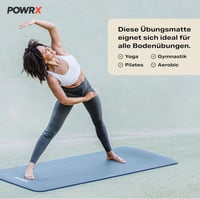 PowrX Extra széles jógaszőnyeg 183x81cm, csúszásmentes edzőpad kék 2