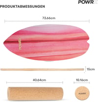 POWRX fa surf egyensúlyozó deszka görgőkkel, balance skateboard kerékkel a surfboard készségfejlesztéshez beltéri kültéri 3