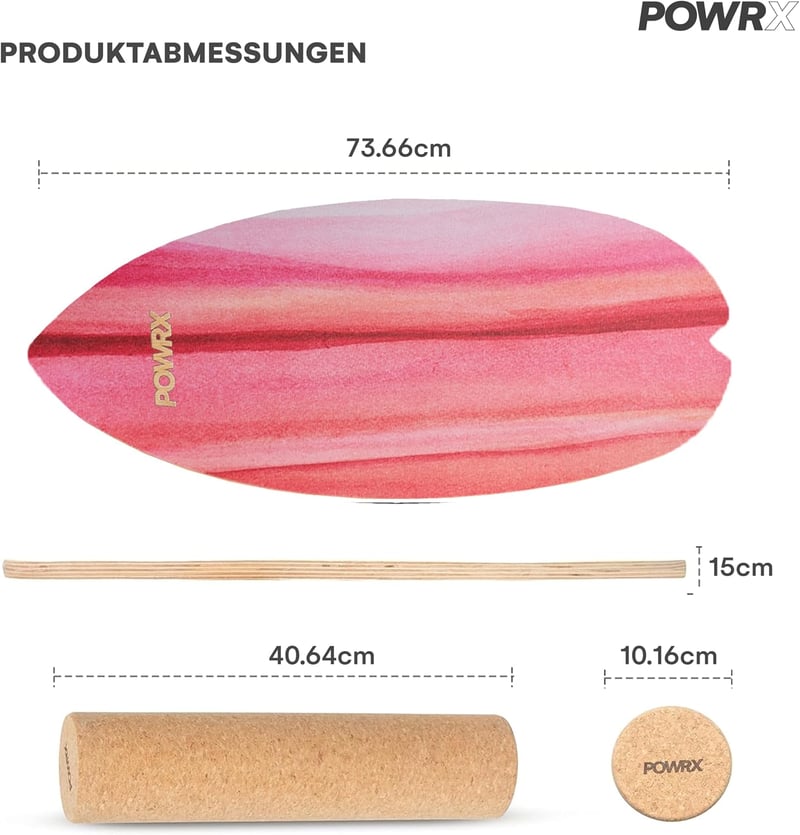 POWRX fa surf egyensúlyozó deszka görgőkkel, balance skateboard kerékkel a surfboard készségfejlesztéshez beltéri kültéri