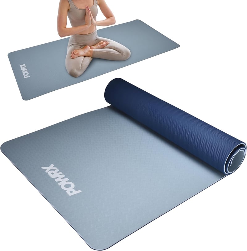 Saltea Yoga și Pilates POWRX 90x60cm, Antiderapantă, cu Curea de Transport