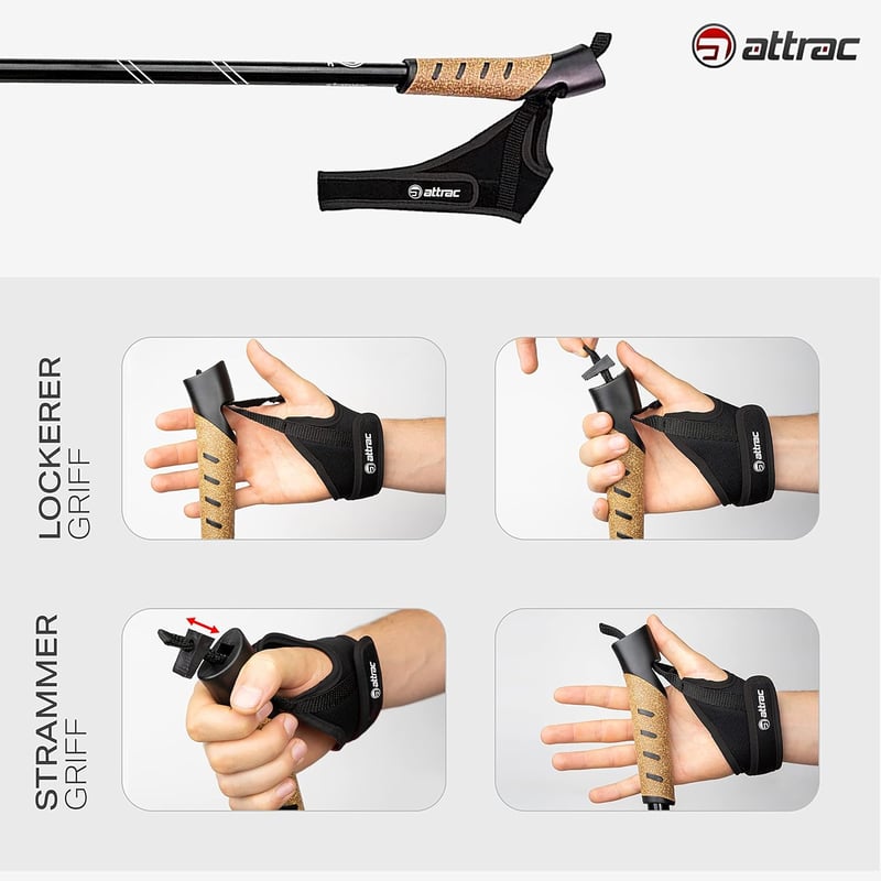 POWRX Nordic walking bot 69-136 cm aluminium teleszkópos lengéscsillapítás könnyű