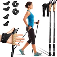 POWRX Nordic walking bot 69-136 cm aluminium teleszkópos lengéscsillapítás könnyű 1