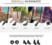 POWRX Nordic walking bot 69-136 cm aluminium teleszkópos lengéscsillapítás könnyű 3