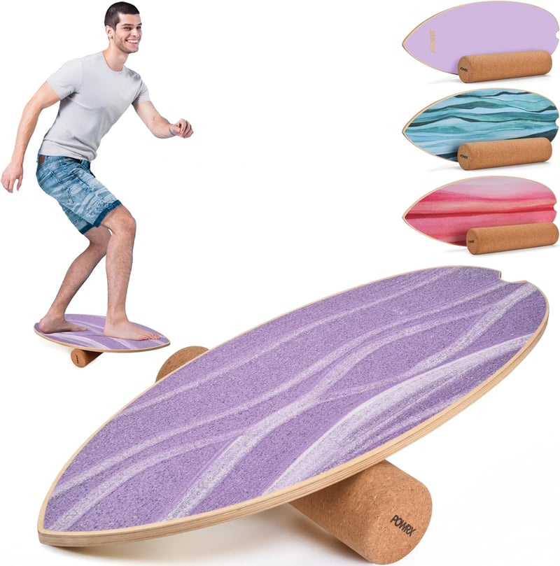 POWRX Surf Balance Board fa egyensúlyozó deszkasíkkal, koordinációs edzéshez