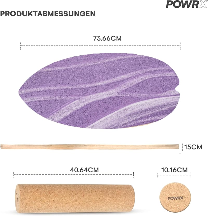 POWRX Surf Balance Board fa egyensúlyozó deszkasíkkal, koordinációs edzéshez