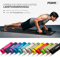 POWRX Tornaszőnyeg jóga és pilates gyakorlómat csúszásmentes fthalátmentes, 90 x 60 x 1.5 cm fekete hordpánttal táskával és gyakorlatplakátt 8