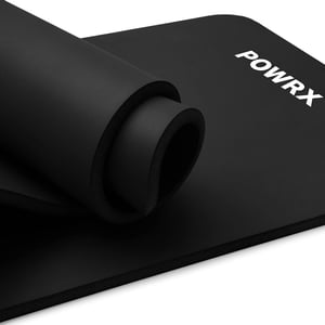 POWRX prostirka za jogu i fitness, s trakom za nošenje - crna - 90x60 cm