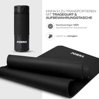POWRX Tornaszőnyeg Yoga Pilates Fitness Mat 90x60cm Hordszíjjal Fekete 2