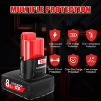 Acumulator de schimb Li-ion POWTREE 12V 8,0Ah pentru dispozitive Milwaukee M12 XC – 48-11-2401 48-11-2402 48-11-2411 48-11-2420 48-11-2440 3