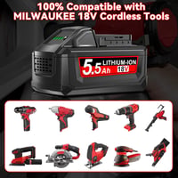 Powtree 2x 18V 5.5Ah Milwaukee M18 Akkumulátor Csere Kompatibilis 6