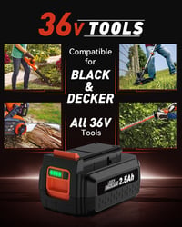 Powtree 36V 2500mAh akkumulátor Black and Decker szerszámokhoz LBXR36 5