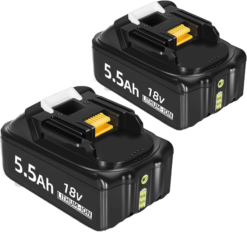 Powtree 5500 mAh Makita 18V akkumulátor csomag 2db BL1850 BL1860 BL1840 kompatibilis