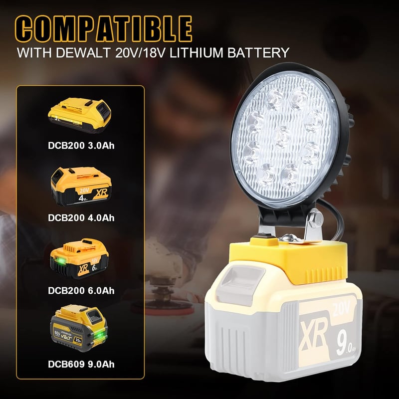 Powtree DeWalt 18V/20V Akkus LED Munkalámpa Reflektor Fényszóró