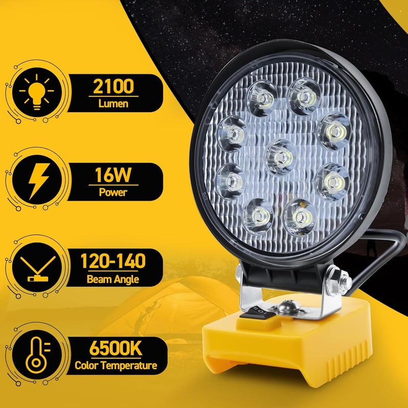 Powtree DeWalt 18V/20V Akkus LED Munkalámpa Reflektor Fényszóró
