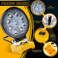 Powtree DeWalt 18V/20V Akkus LED Munkalámpa Reflektor Fényszóró 5