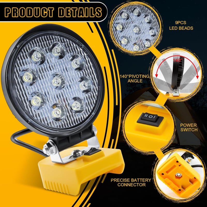 Powtree DeWalt 18V/20V Akkus LED Munkalámpa Reflektor Fényszóró
