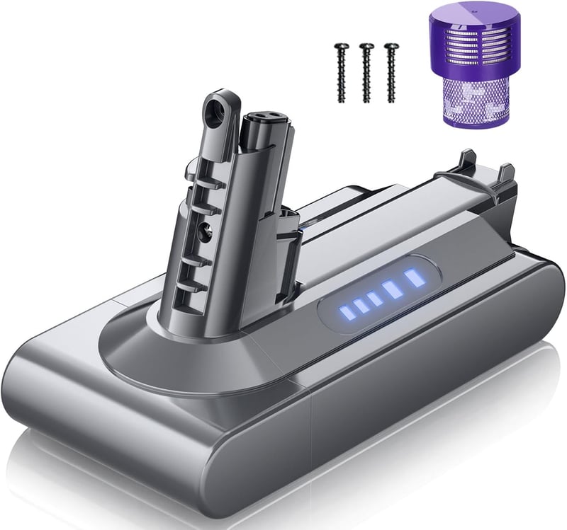 Powtree Dyson V10 / SV12 csereakkumulátor 6,0 Ah - szűrővel és csavarokkal