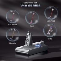 Powtree Dyson V10 / SV12 csereakkumulátor 6,0 Ah - szűrővel és csavarokkal 5