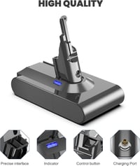 Powtree V8 csereakkumulátor Dyson SV10 kézi porszívóhoz (2 szűrő + csavarhúzó) - 6000 mAh 3