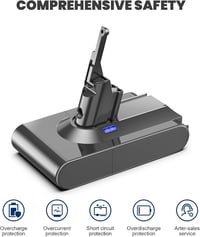 Powtree V8 csere akkumulátor Dyson V8 Absolute/Animal/Fluffy porszívóhoz, 2 szűrővel 4