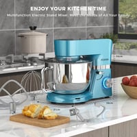 POWWA Konyhai Robotgép 6,2L 1500W 7 Sebességes Dagasztógép Habverővel Kék Színben Sütéshez Tortákhoz 6