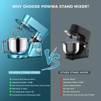POWWA Konyhai Robotgép 6,2L 1500W 7 Sebességes Dagasztógép Habverővel Kék Színben Sütéshez Tortákhoz 2
